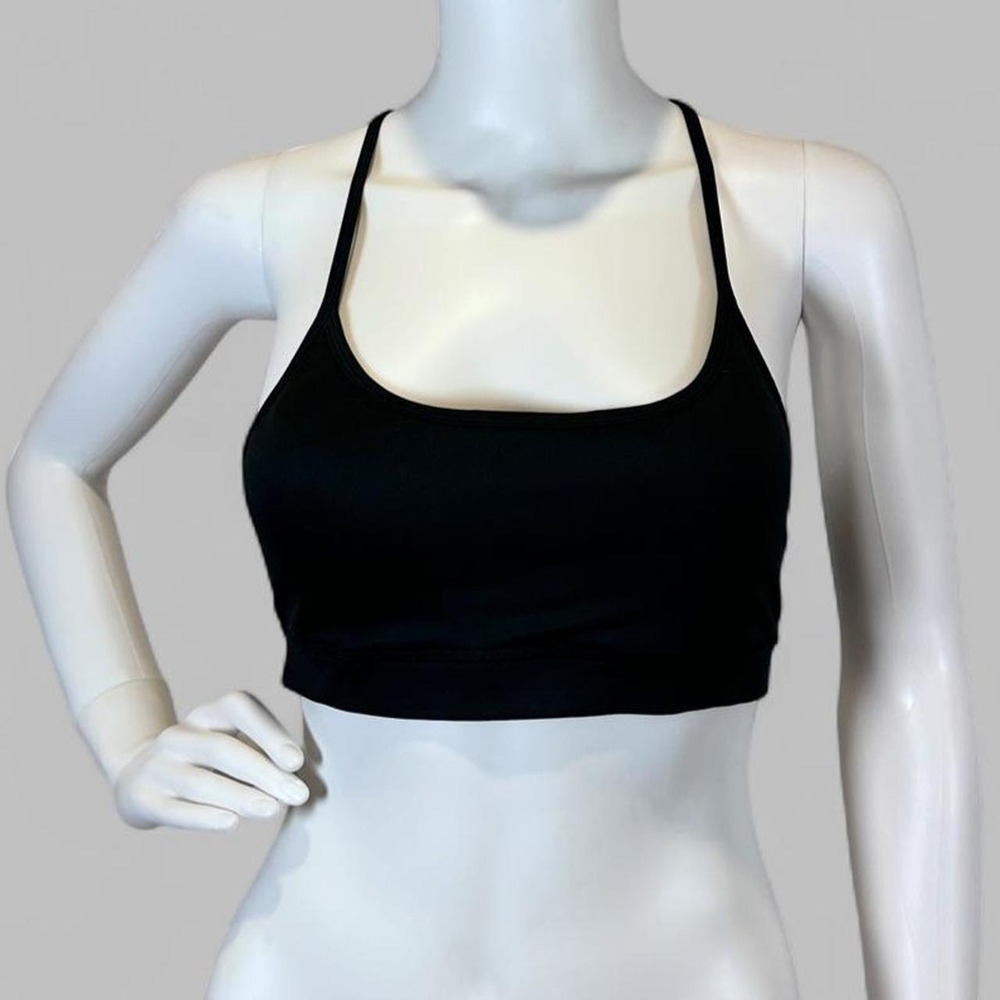 Aerie Black mesh crop top with spaghetti straps, size M